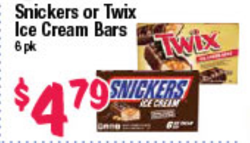 Snickers or Twix Ice Cream Bars